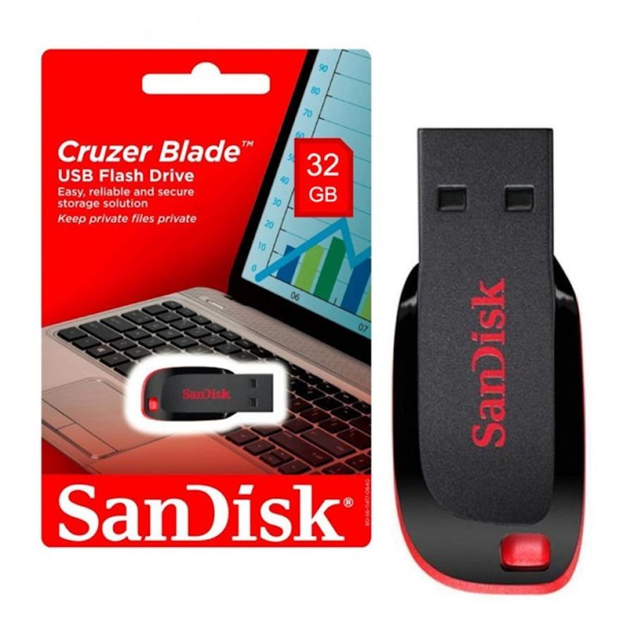 PENDRIVE SANDISK 32 GB - 2.0 USB CRUZER BLADE
