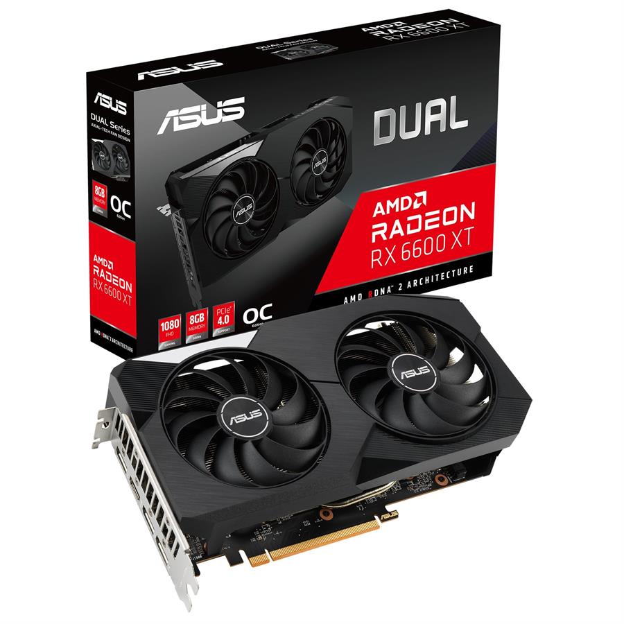 Placa de video RX 6600 XT Asus Dual 8 GB (OEM) - OUTLET