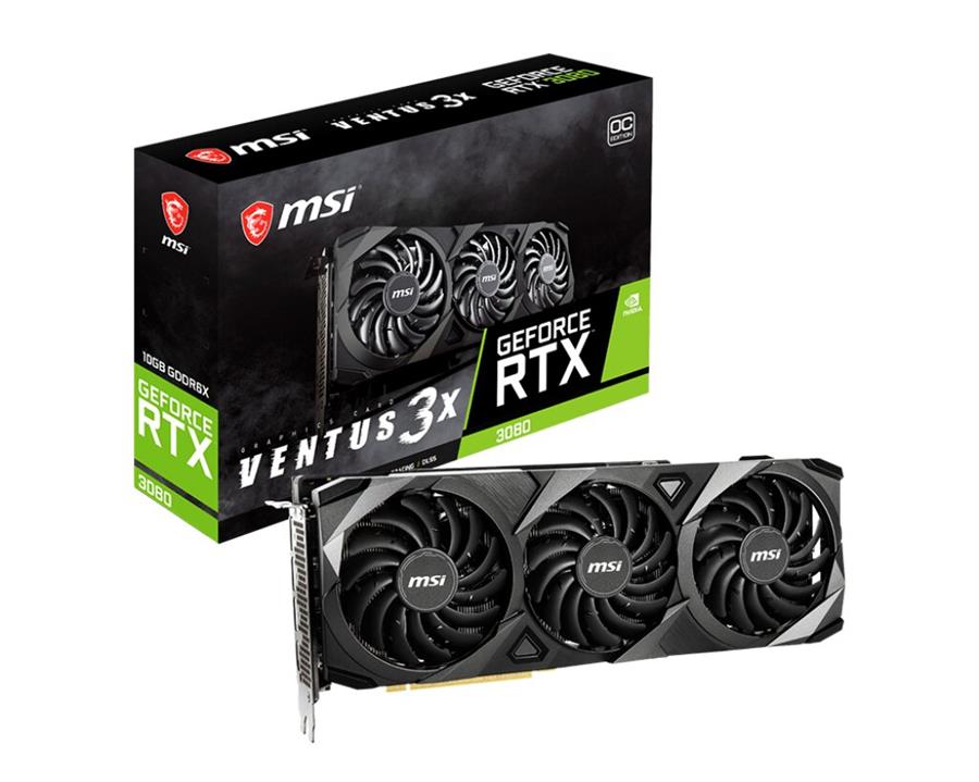 Placa de video RTX 3080 MSI Ventus 3X 10G OC (Fullbox) - OUTLET