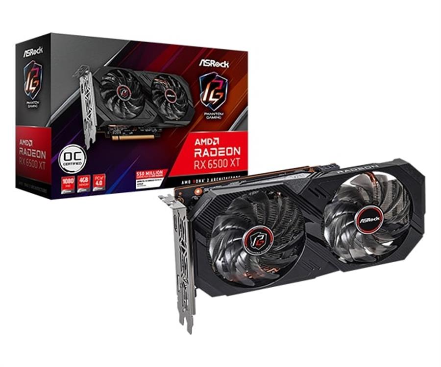 PLACA DE VIDEO RX 6500 XT ASROCK PHANTOM GAMING 4G OC GDDR6 - NUEVA