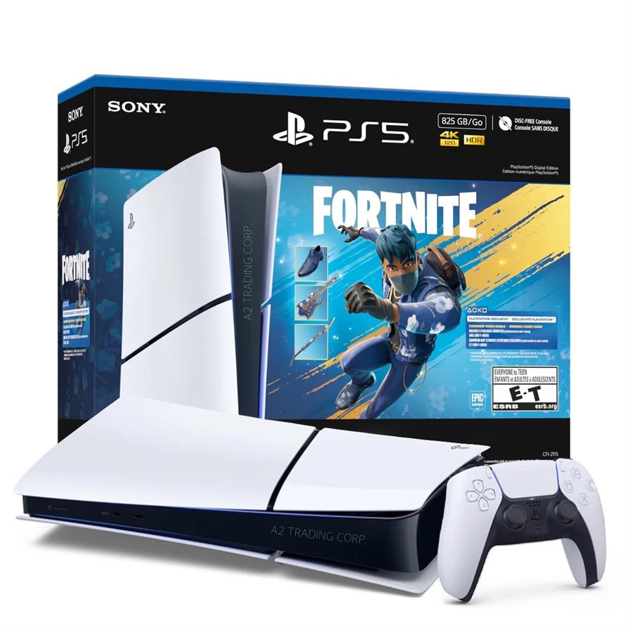 Consola Playstation 5 Slim Digital 1 TB Fortnite Flowering Chaos + Base de Carga Joystick