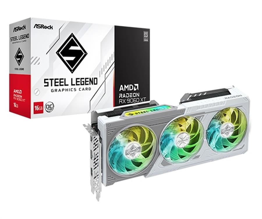 PLACA DE VIDEO RX 9060XT ASROCK STEEL LEGEND 16 GB OC WHITE - NUEVA