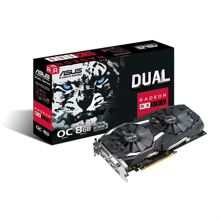 Placa de video RX 580 8 GB Asus Dual (Fullbox) - OUTLET