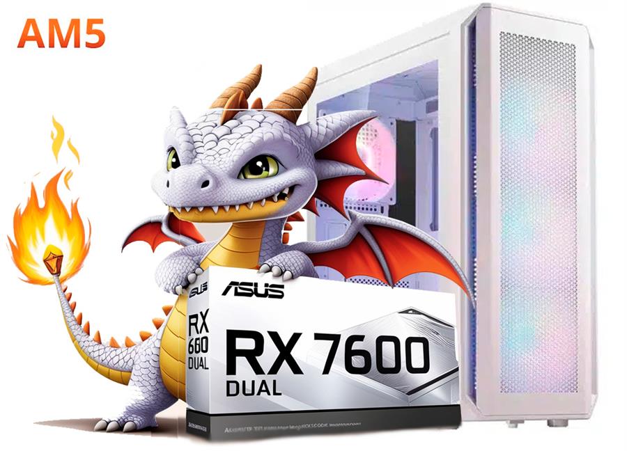 PC GAMER RX 7600 8 GB, RYZEN 5 7600, 32 GB DDR5, SSD 1000 GB, FUENTE 80 PLUS GOLD