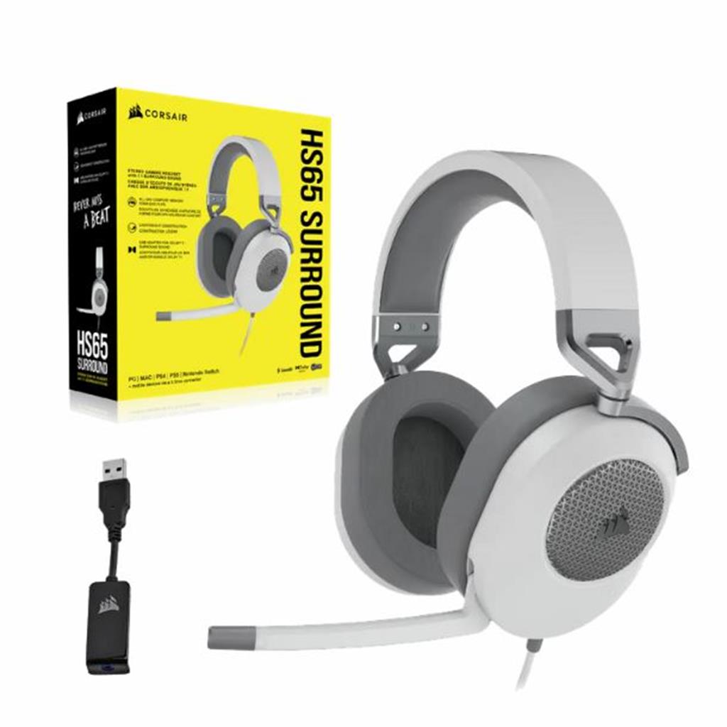 AURICULAR CORSAIR HS65 GAMING WIRELESS BLANCO
