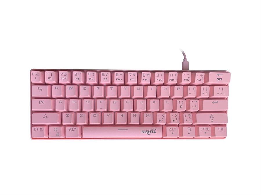 Teclado Mecánico Nisuta RGB Rosa NSKBGZ61P Switch Red