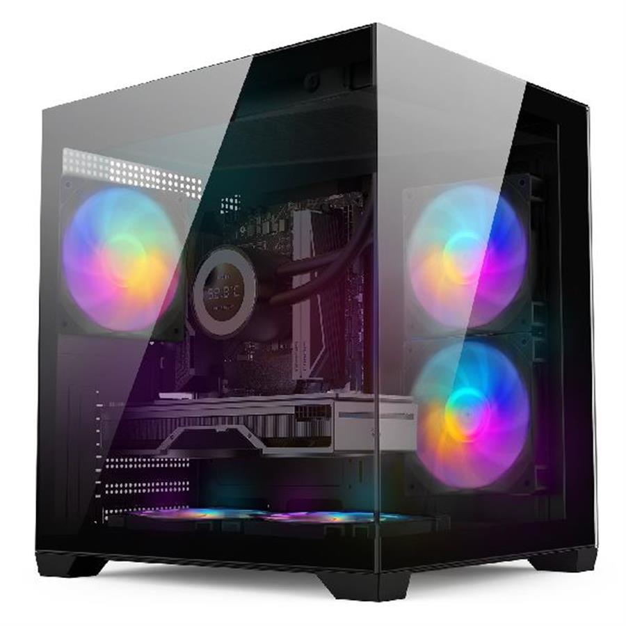 Gabinete Gamer Sentey A5 Vidrio Templado 5 FAN RGB BLACK