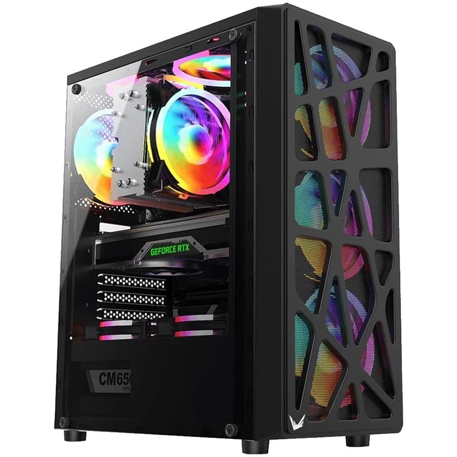 GABINETE GAMER FORMULA V MANA BLACK ATX - (4 COOLERS FRGB)