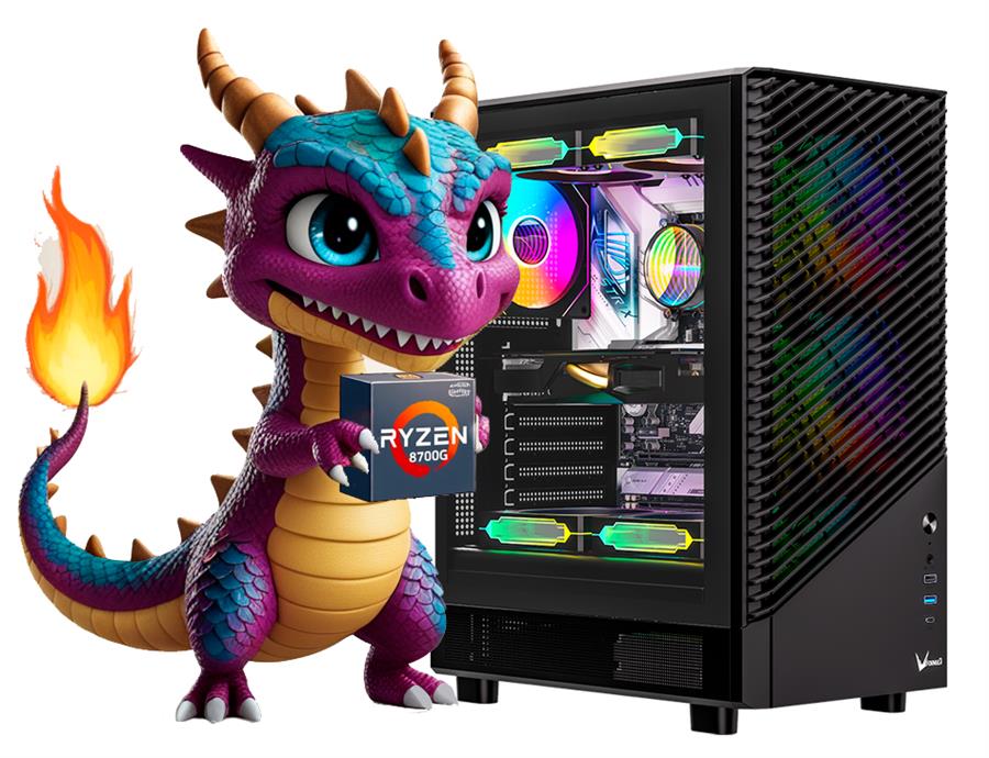 PC GAMER RYZEN 7 8700G, 16 GB, SSD 512 GB, FUENTE 600W CERTIFICADA, GABINETE GAMER