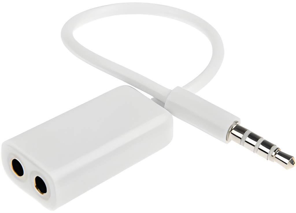 ADAPTADOR DIVISOR PLUG 3.5 A 2 JACK 3.5 STEREO CON CABLE - CONECTA 2 AURICULARES