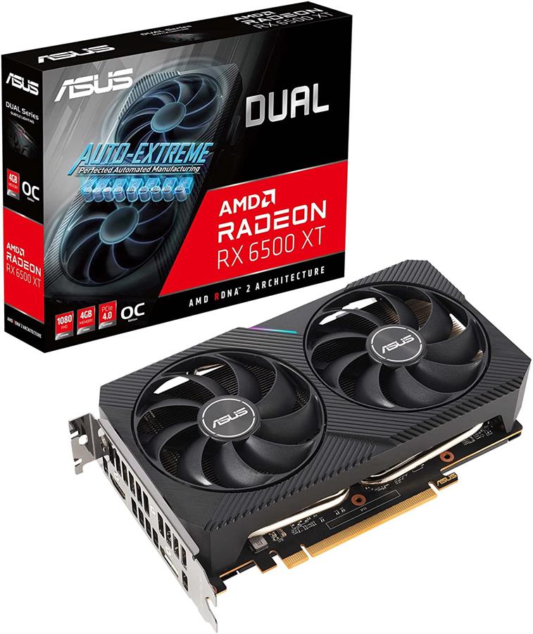 Placa de video RX 6500 XT Asus Dual 4 GB (Fullbox) - OUTLET