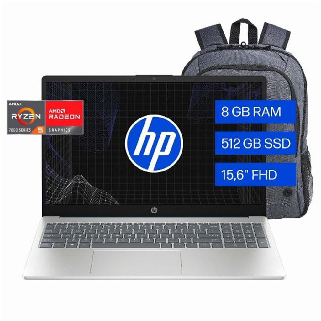 Notebook HP Laptop R5-7520U 15,6" 8GB/512 W11H con Mochila