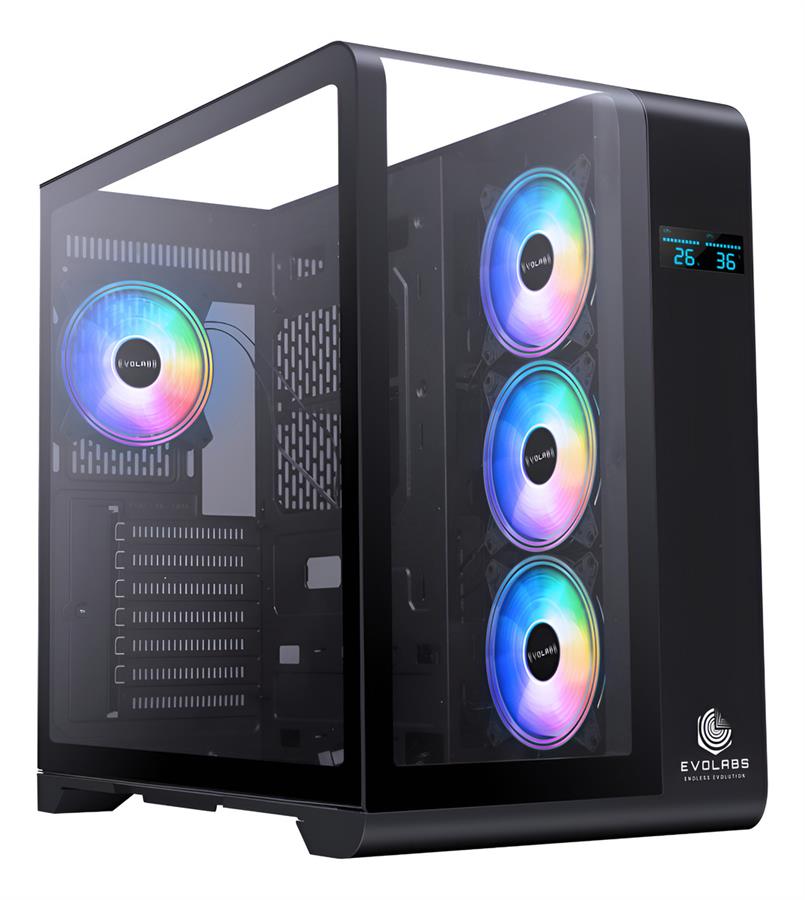 Gabinete Gamer Evolabs Synergy Black EVO-400AB - C/ 4 FANS