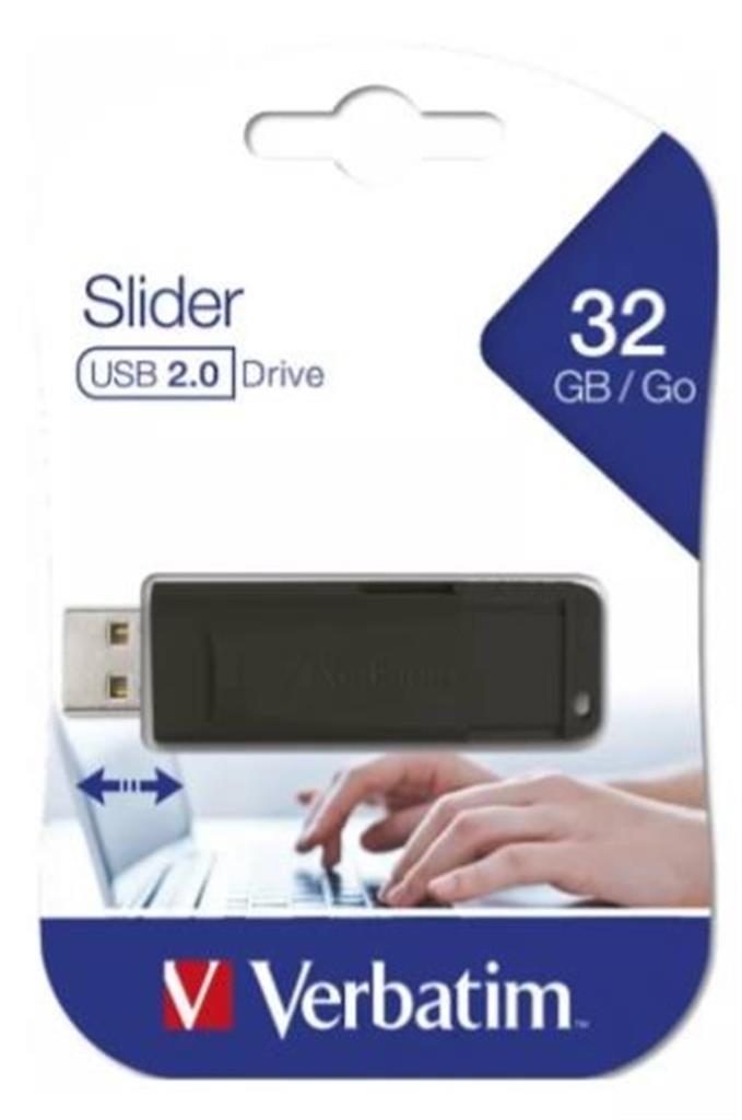 PENDRIVE 32GB VERBATIM SLIDER USB 2.0 NEGRO
