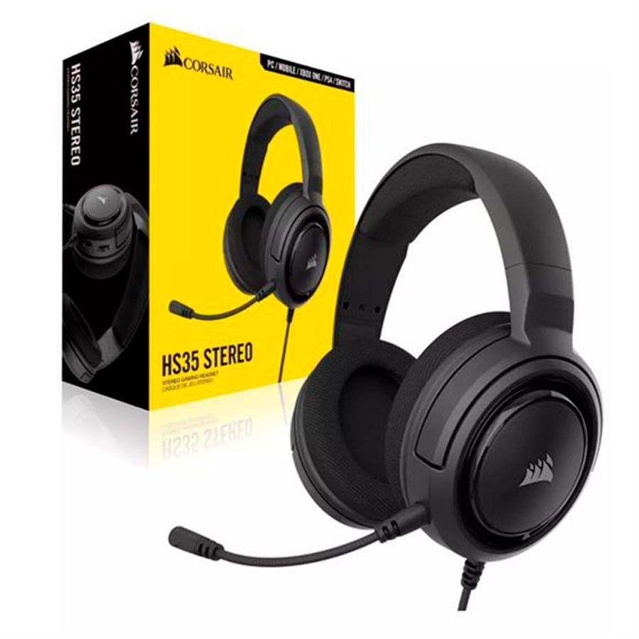 AURICULAR GAMER CORSAIR HS35 CARBON - PC/PS4/PS5/XBOX STEREO 3.5MM