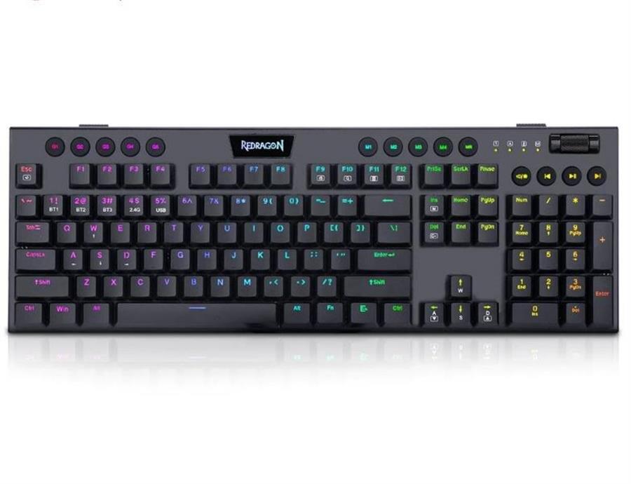TECLADO REDRAGON HORUS FS WIRELESS SWITCH RED BLACK SPANISH - (K618-RGB-SP RD)
