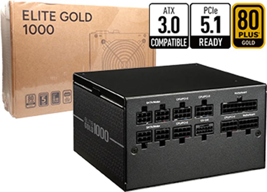 FUENTE COOLER MASTER ELITE 1000W - 80 PLUS GOLD FULL MODULAR