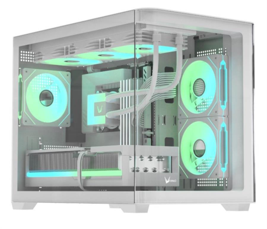 GABINETE GAMER FORMULA V LINE CRYSTAL U2M FLOE WHITE