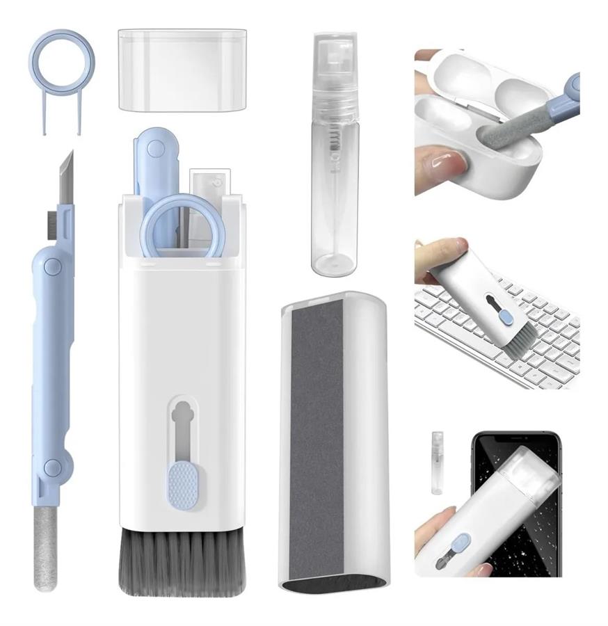 Kit Limpieza P/ PC, Auriculares Teclado Tablet Celulares 7 En 1 Celeste