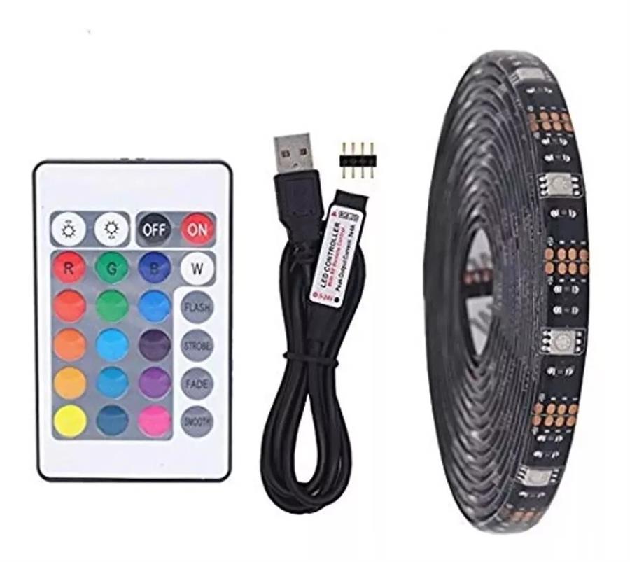 Tira Led RGB C/ Control - Alimentación USB 2M