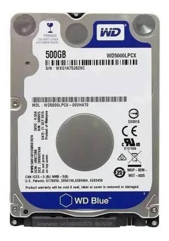 Disco Rígido 500 GB WD Blue p/Notebook - OUTLET