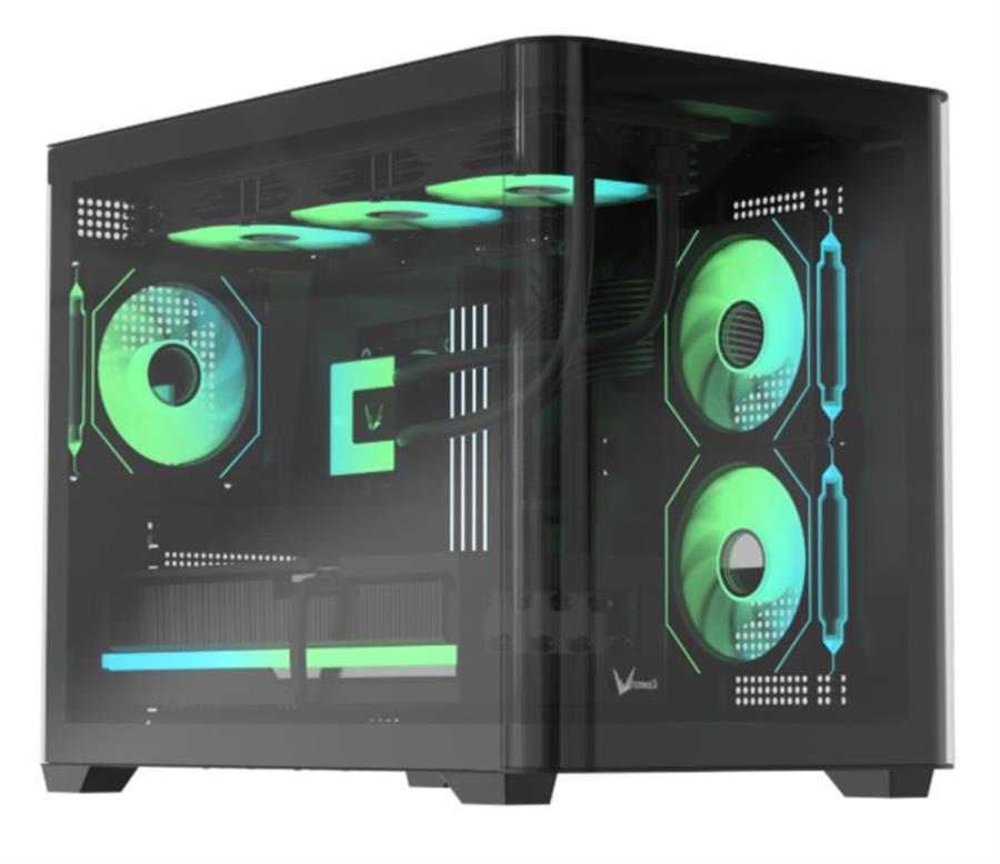 GABINETE GAMER FORMULA V LINE CRYSTAL U2M FLOE BLACK
