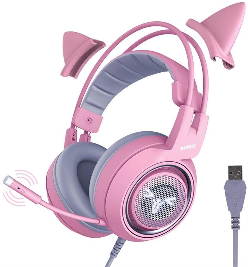 AURICULAR GAMING SOMIC G951 ROSA - PC, PS4, USB
