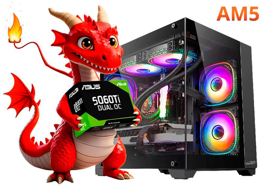 PC Gamer RTX 5060ti, Ryzen 5 7600, 32 GB DDR5, SSD 1000 GB