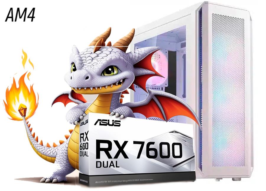 PC GAMER RX 7600 8 GB, RYZEN 5 5600X, 16 GB, SSD 500, FUENTE 80 PLUS