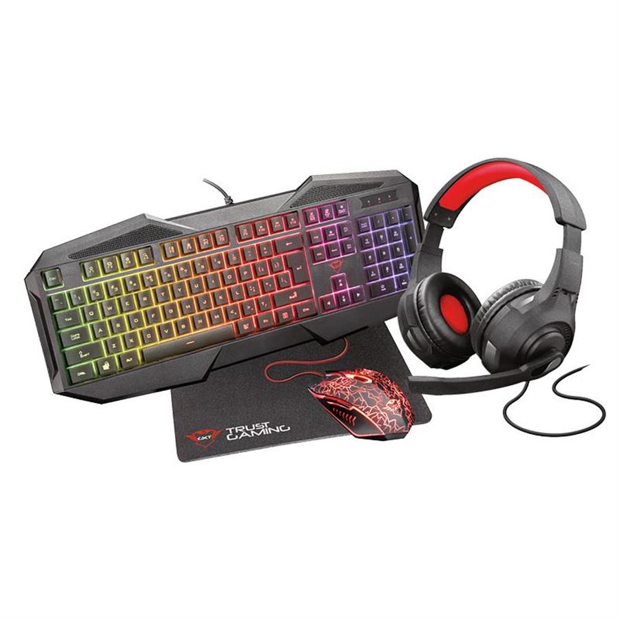 Combo 4 en 1 Trust GXT-1180RW (Mouse, Teclado, Auriculares, Pad)