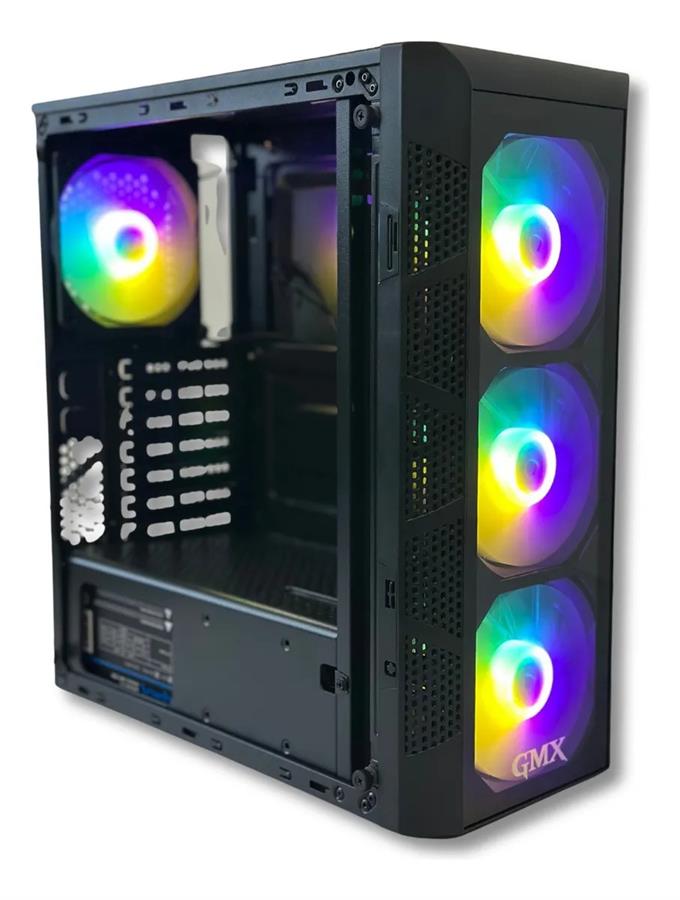 Gabinete Gamer GMX-170 Full ATX - C/4 Coolers RGB. Lat Vidrio Templado