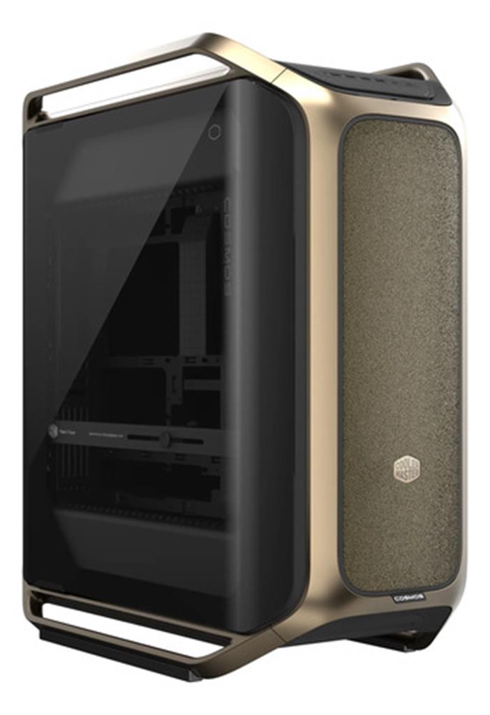 Gabinete Cooler Master Cosmos Alpha Gold Full Tower 3 Fans Tempered Glass Logo Bañado en Oro 24K s/Fuente